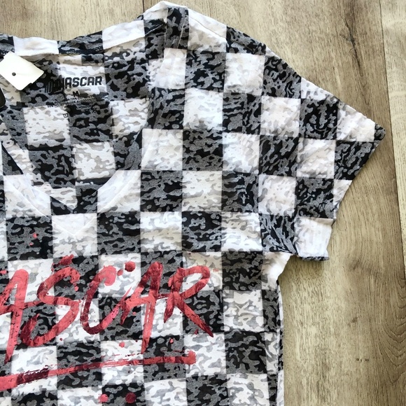Nascar, Black and White Checkered, Racing T-Shirt, Womens, Size M, New With Tags - Picture 8 of 13